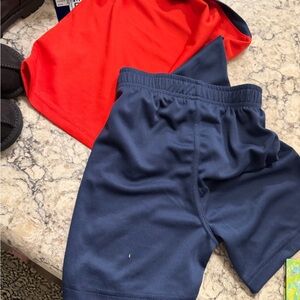 Stylish Navy and Red Kids Shorts Set